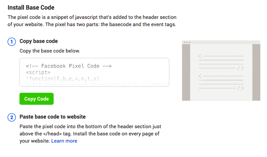 insert the pixel code directly into your web pages