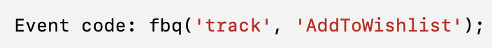 Add to Wishlist Facebook Pixel Events List