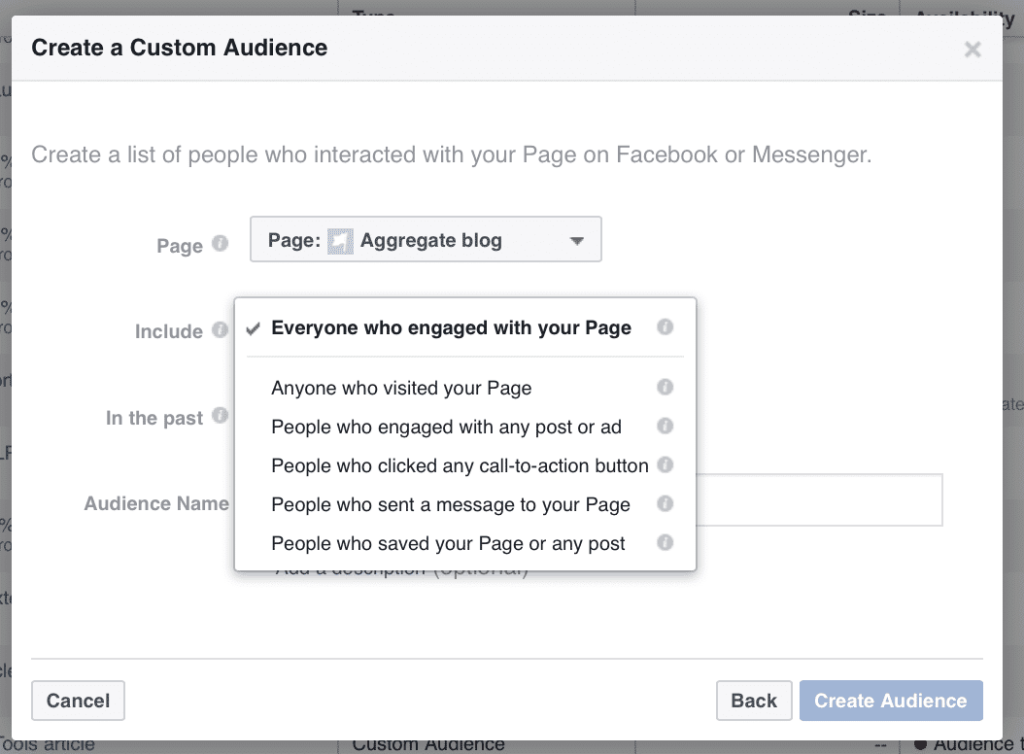 Create a Facebook Custom Audience from Facebook Page Engagement