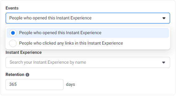 Create a Facebook Custom Audience from Instant Experiences