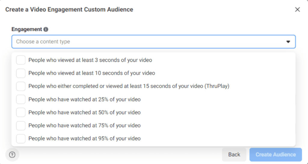 Create a Facebook Custom Audience from Video Engagement