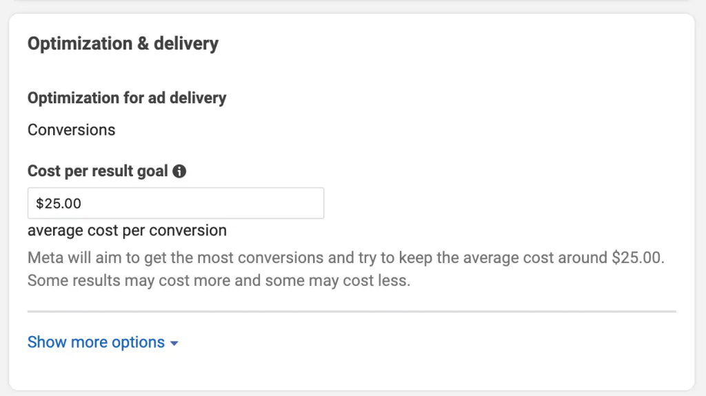 Cost Per Result Goal in Facebook Ads