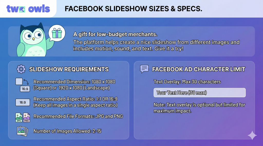 Facebook Slideshow Sizes