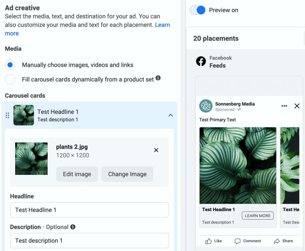 Step 6: Add Media and Content to Your Carousel Cards