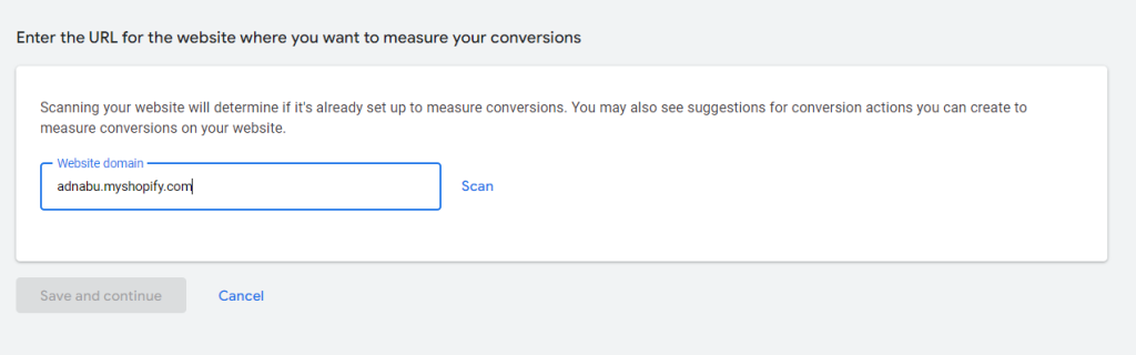 Enter your Shopify domain and scan the site