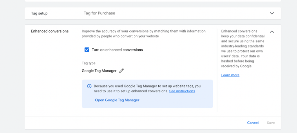 Enable Enhanced Conversions (Optional but Recommended)