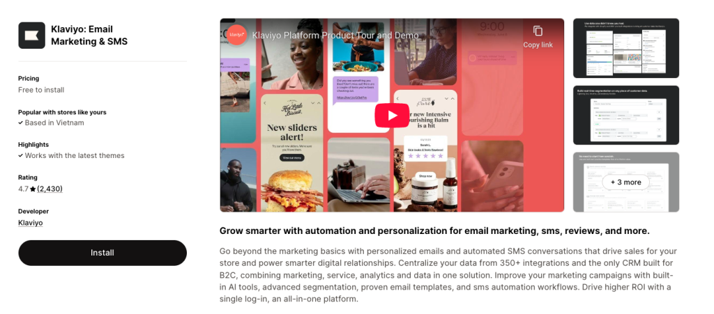 Klaviyo best advertising apps for shopify