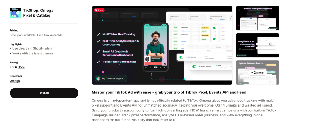TikTok (TikShop: Omega Pixel & Catalog)