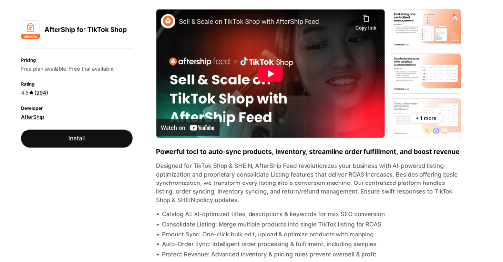 AfterShip Feed for TikTok Shop