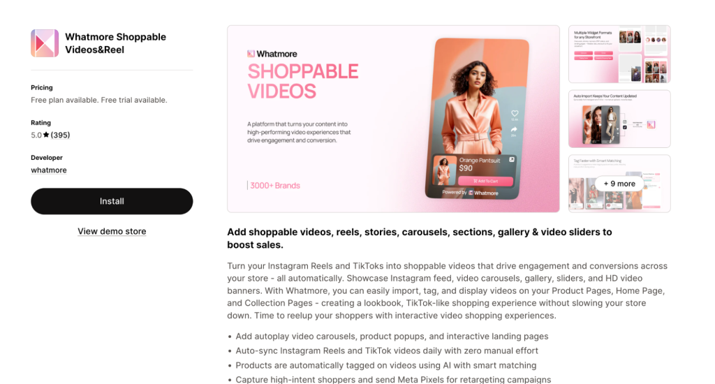 Whatmore Shoppable Videos & Reel