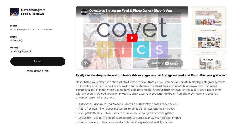 Covet.pics shopify instagram feed