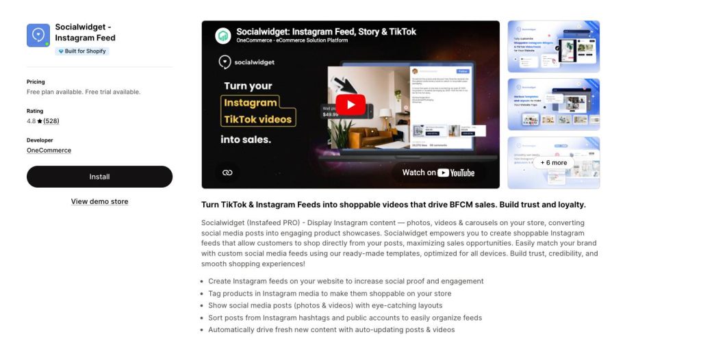 Socialwidget shopify instagram feed