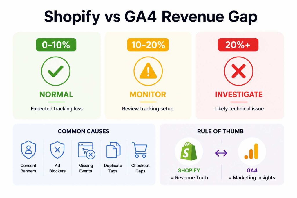 What's Considered a Normal Shopify vs GA4 Revenue Gap?