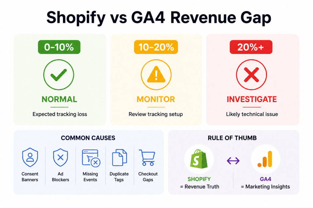 What's Considered a Normal Shopify vs GA4 Revenue Gap?
