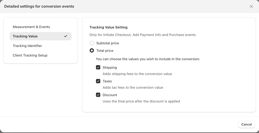 Choose how conversion values