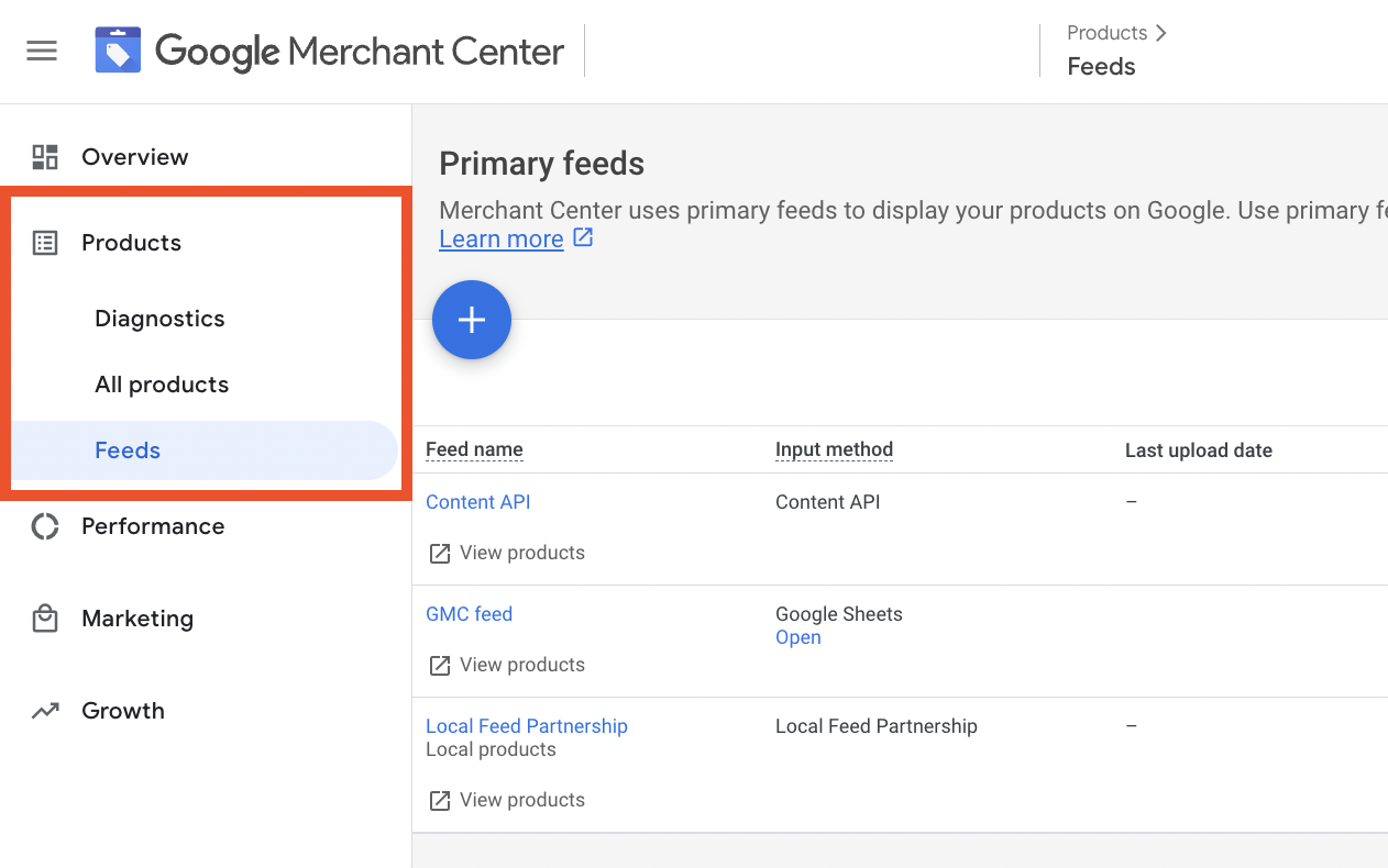 Product feed and Merchant Center